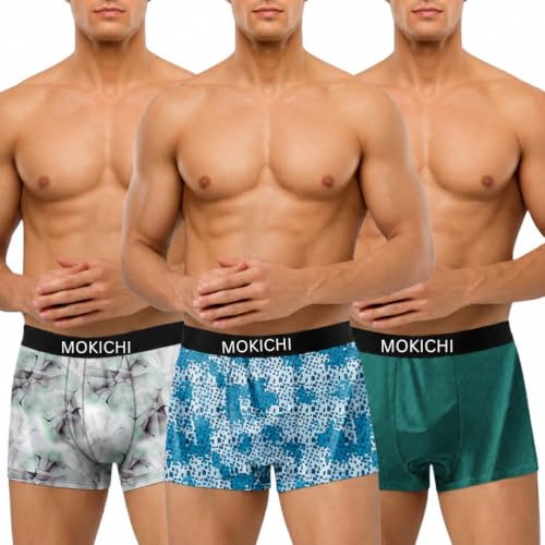 Image of Men's Premium Microfiber Printed Boxer Briefs for Men | Soft, Breathable, Stretchable Innerwear | Moisture Wicking Comfort Trunks Prints