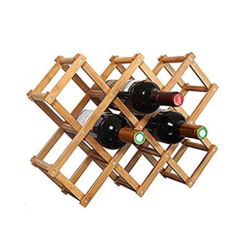 Foldable Wooden Wine Bottle Holder - Natural Wine Shelves - 8 Slots