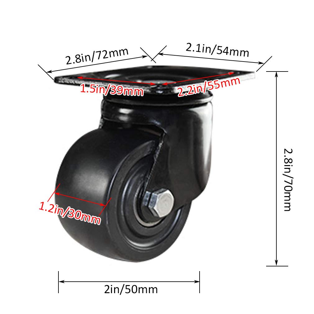 rotelle for mobiliRuota girevole girevole,Ruote for carrello,Set di 4 ruote piroettanti industriali,Rotelle for mobili in nylon,Nero,Resistente,Piastre superiori a 360°,Baricentro basso,Resistente all