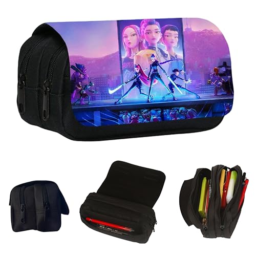 MODEQQ Kop Hunters Federmäppchen 3 Fächer, Huntri Mäppchen mit Grossem Fassungsvermögen, Federmäppchen mit Reißverschluss, Schlampermäppchen für Kinder Studenten Schule Büro (A)