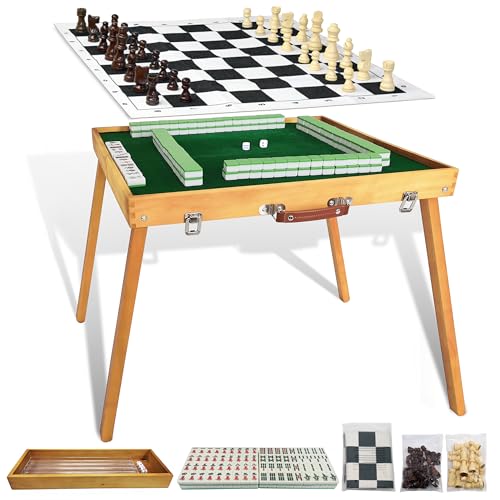 Mesa Plegable de Mahjong con Set de Fichas