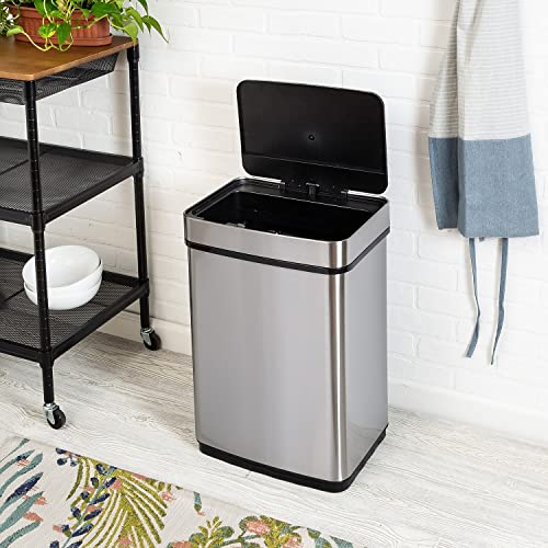 Caneca de basura rectangular de acero inoxidable 50L con sensor miniatura 3