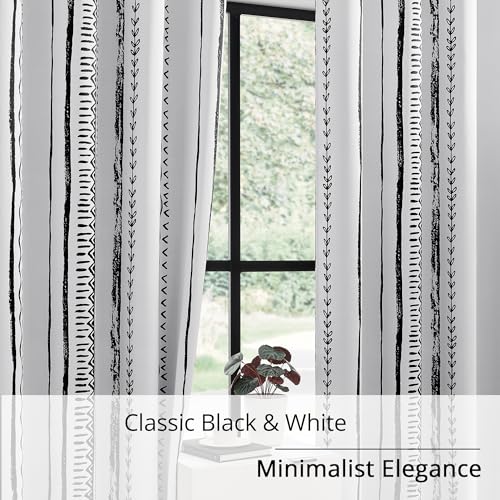 BOHOMOCASA Boho Blackout Curtains – 2 Panels, Each W52×L63, Elegant Design for 100% Blackout, Thermal Insulated, Noise Reducing for Bedroom, Living Room, Black and White Curtains - Image 3