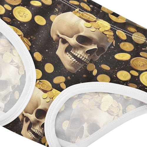Cotton Girls Underwear Toddler Human Skulls Gold Coins Black Girl Panties Cute Bright Kids Undies Briefs 2t4