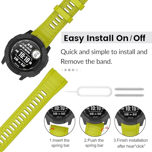 MYSNBKN 26mm Watch Strap for Garmin Instinct 2X/Instinct 2X Solar, Tactical Soft Silicone Replacement Strap with Adapter Tools - Image 2