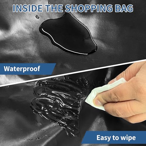 LEUYA ABC Einkaufstrolley, 4 Räder Aluminium Einkaufswagen, 46L Faltbarer Einkaufstrolley mit isolierter Kühltasche (Blau) – Bild 7