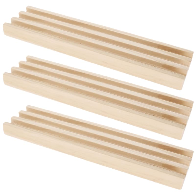 FELTECHELECTR 3pcs Wooden Domino Racks for Mexican Train Domino Holder for Easy Gameplay Slip-resistant Design Tiles and Game