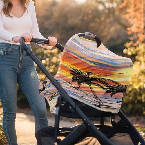 Image of Hummingbird Car Seat Canopy for Baby Girls, Cute Nursing Cover Elastic Breastfeeding Cover Soft Car Infant Seat Cover