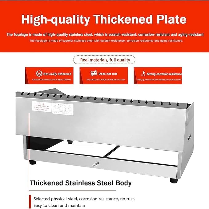 Piastra a gas in acciaio inox – piastra calda piatta commerciale per bistecche, uova, pancake, riscaldamento rapido, doppio controllo, cottura barbecue da banco