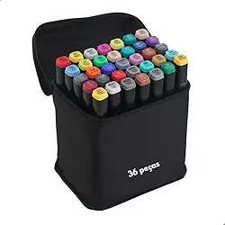Marcadores de Álcool Ponta Dupla 36 Cores – Canetas de Esboço para Desenho e Pintura | Kit Multicolorido para Artistas, Crianças e Adultos