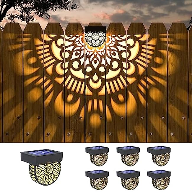 Solar Fence Lights Outdoor Wall Lights Deck Step Stair Lights Moon Theme Black