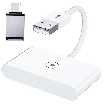 UJEAVETTE Car Play Wireless Adapter Converts Wired to Wireless Car Play Dongle Adapter White