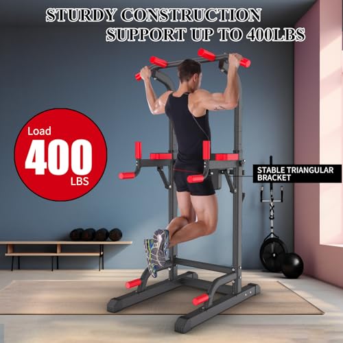 Adjustable Height Power Tower 85.5" for Home Gym Strength Training