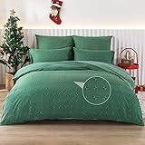 KeoWin Flauschige Winterbettwäsche 135x200 4teilig Angenehme Doppelpack Bettbezug mit 2 Kissenbezüge 80x80 Bedding Set mit Reißverschluss, Mikrofaser für Allergiker Geeignet, Grün Kariert