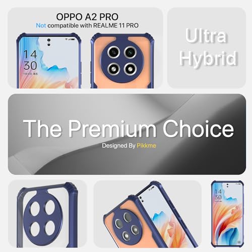 Image of Pikkme Oppo A2 Pro 5G Back Cover | Crystal Clear Transparent Back | Ultra Hyrbid | Full Camera Protection | Raised Edge | Bumper Back Case (Blue)