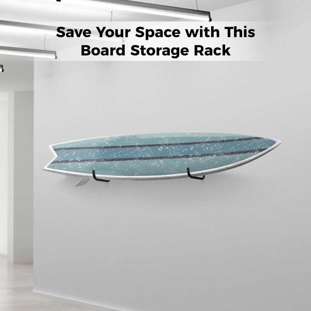 Wall Rack For Surfboard, Board Rack Wall Mount With Anti-Scratch Padding Rack For Ski And Snowboard, Paddle Board, Kayaks, Canoes, Boat Storage Hook For Indoor And Outdoor