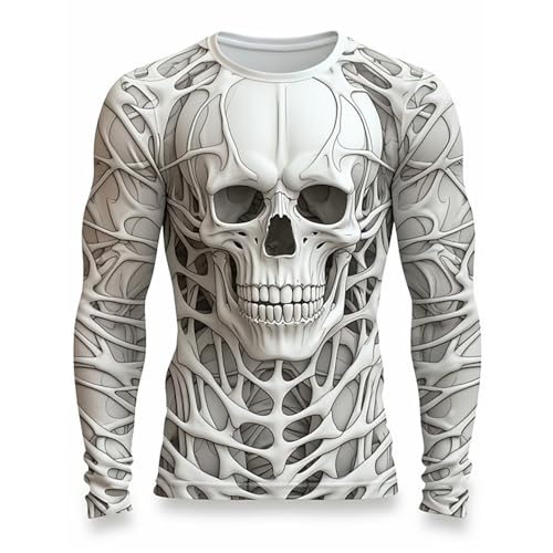 Shunking Mens Skeleton Shirt Long Sleeve Funny...