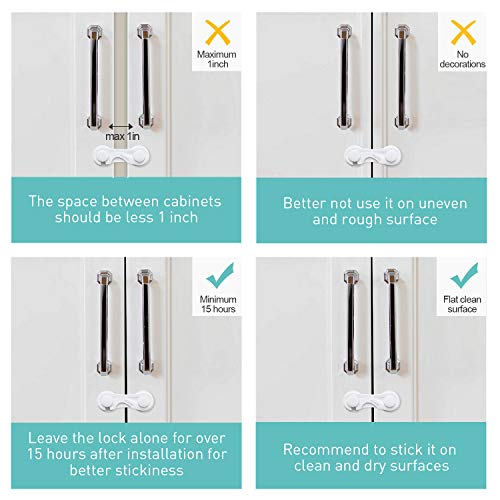 image for Cabinet Locks, Baby Safety Cabinet Latches, Adoric Life 8 Pack with St