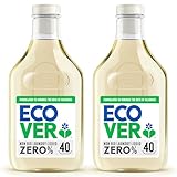 Ecover Zero Non-Bio Laundry Detergent for Sensitive Skin, Baby Laundry Washing Liquid, 2x Pack of 40 Washes, 2 x 1.43L