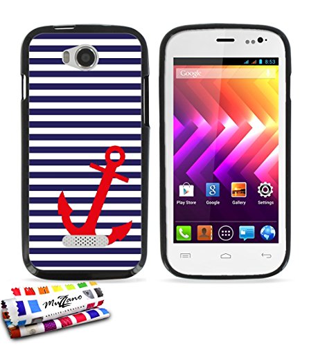 Coque souple Ultra-Slim WIKO IGGY au motif exclusif [Mariniere Bleue et Ancre] [Noire] de MUZZANO + STYLET et CHIFFON MUZZANO® OFFERTS - La Protection Anti-rayure ULTIME, ELEGANTE ET DURABLE pour votre WIKO IGGY