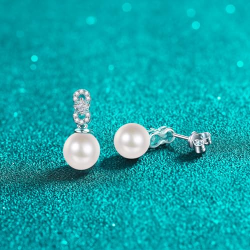 Moissanite boucles d'oreilles anti-ternissement argent platiné StarGems 9mm