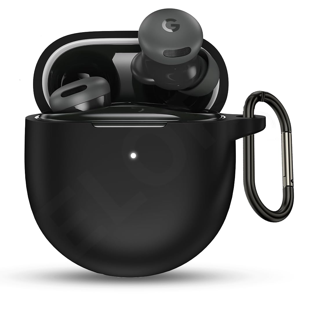 ELOR Premium Silicone Case Cover Compatible with Google Pixel Buds 2a (Earbuds Not Included) (Carbon Black, Pixel Buds 2a)