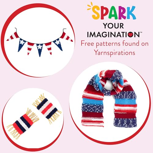 Image of Red Heart Super Saver Yarn Super Craft Kit America,with 50 Countg /1.7 oz. 4 Medium Worsted Yarn for Knitting & Crocheting,12 Colors,Perfect for Chunky Sweaters,Blankets,Amigurumi,50 Count (Pack of 10)