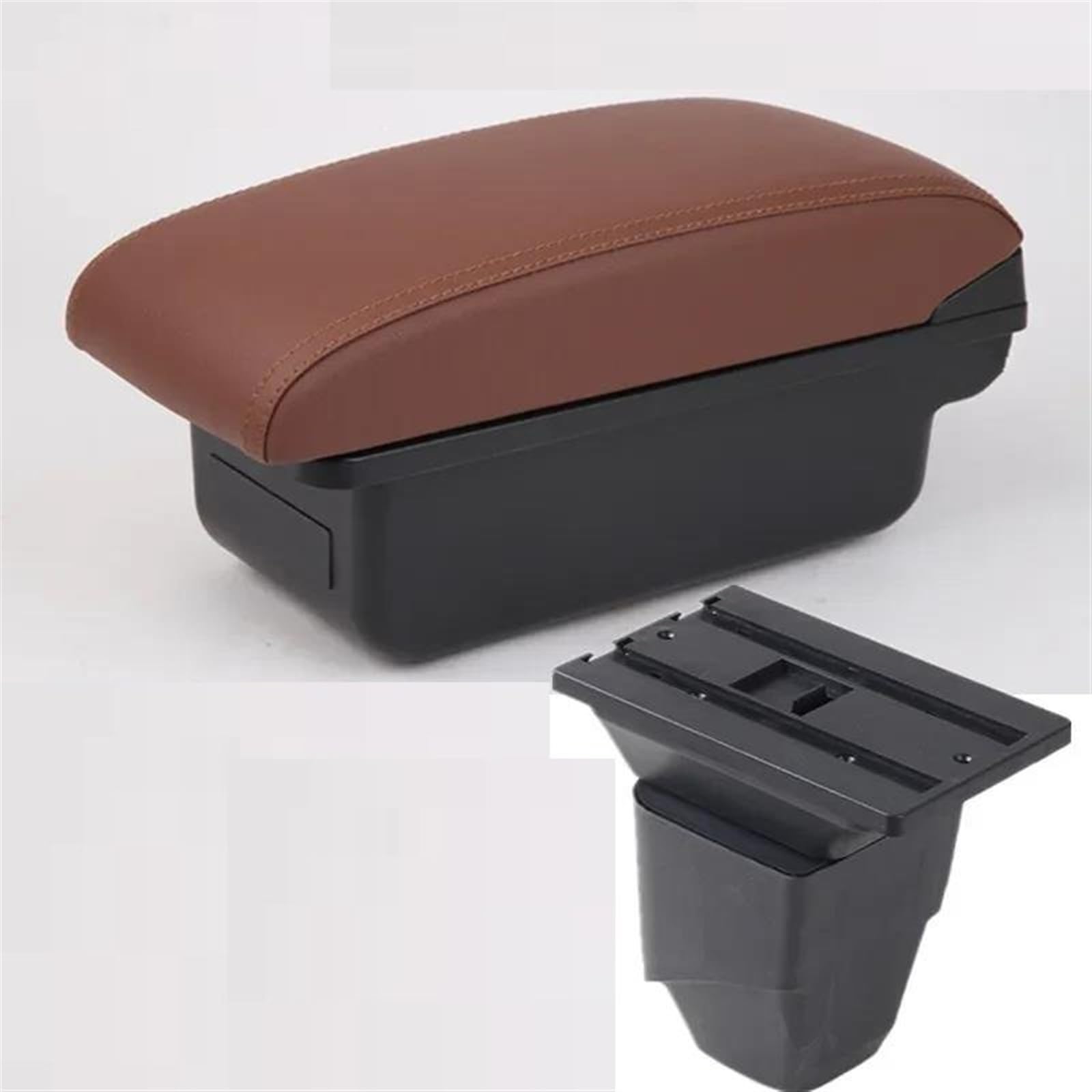 NMJLQW Storage Rack PU Leather Car Interior Accessories Center Console Multifunctional Storage Box Armrest Box For 206(A brown No USB)
