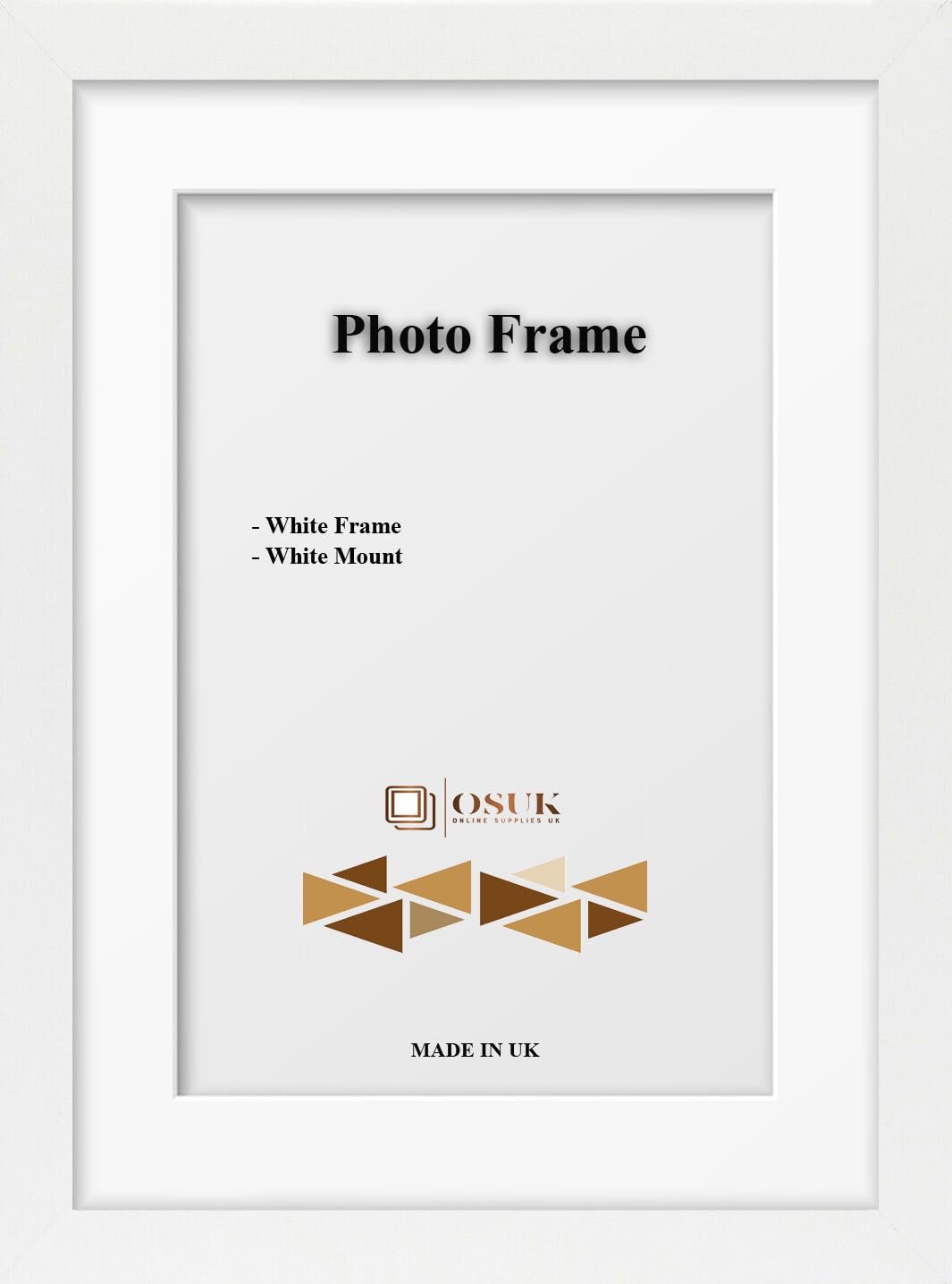 OSUK A4 For Pic A5 Picture - Clear Perspex Window With MDF Backing - Modren White Premium Photo Frame With White Mount Wall Mount Portrait & Landscape