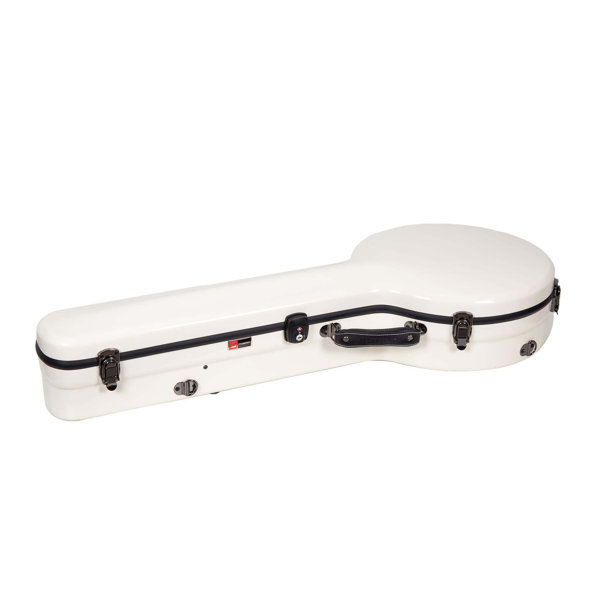 Crossrock Etui banjo z włókna szklanego pasuje do Mastertone i większości 5-strunowych stylów, z kieszenią wewnętrzną, paskami do plecaka, higrometrem, zamkiem TSA, mlecznobiałym (CRF2023MBJMW)
