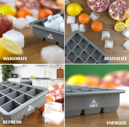 Ice Cube Tray (Pack of 3) Premium Silicone Trays Make 45 Perfect Size Cubes for Daily Use - Large ice Cube Moulds - BPA Free - Easy Release - for Freezer - Reusable - Cocktails - Ice Tray - Image 6