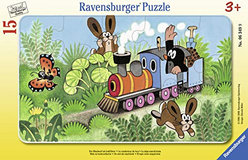 Ravensburger 06349 La talpa capotreno- Puzzle incorniciato da 15 pezzi