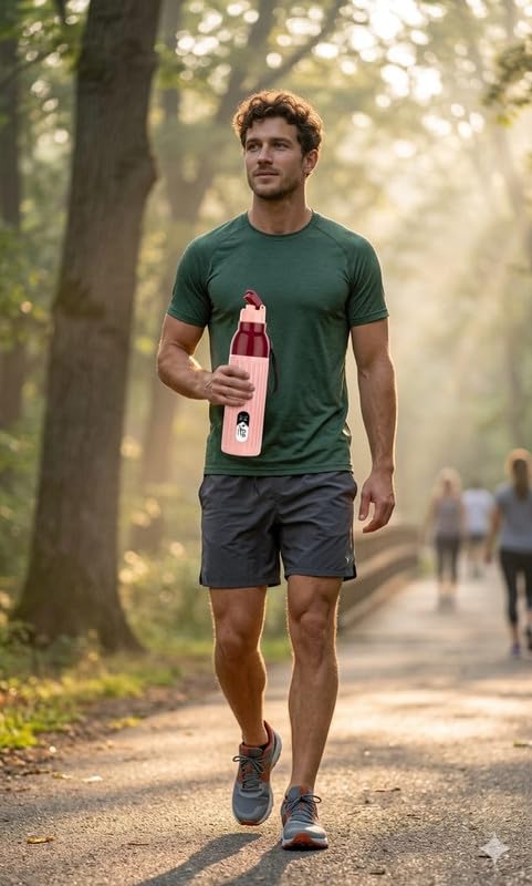 Image of 1000 ML Insulated Inner Stainless Steel Water Bottle, 1000-700 ml, | Leak Proof | Hot & Cold | Easy Grip and Carry,|20,Pink Tharmal Bottle