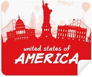Red Outline Landmark America USA Cleaning Cloth Screen Cleaner 2pcs Suede Fabric