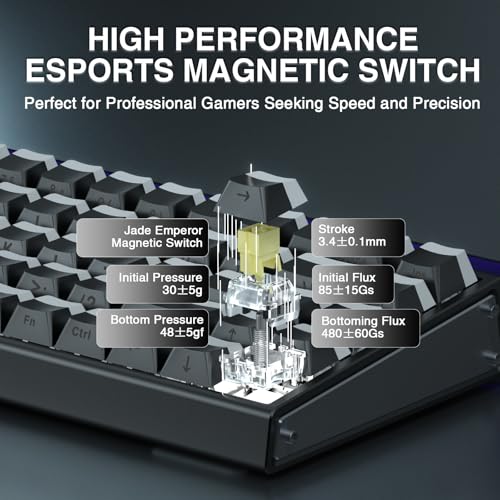Image of AULA Hero 68 HE 60% Gaming Keyboard Wired, Hall Effect Magnetic Switch Keyboard with 8K Hz Polling Rate, Side Printed PBT Keycaps, RGB Backlit Light Box, Customizable Web Software for PC /Mac Gamers