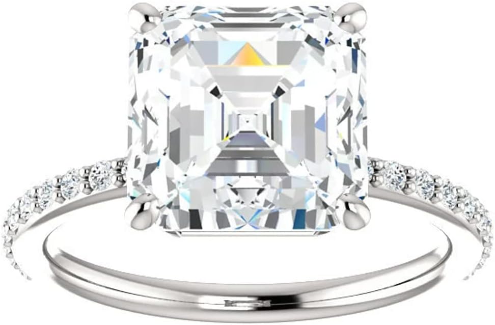 3.25 CT Asscher Infinity Accent Engagement Ring Wedding Eternity Band Vintage Solitaire Silver Jewelry Halo-Setting Anniversary Praise Vintage Ring Gift