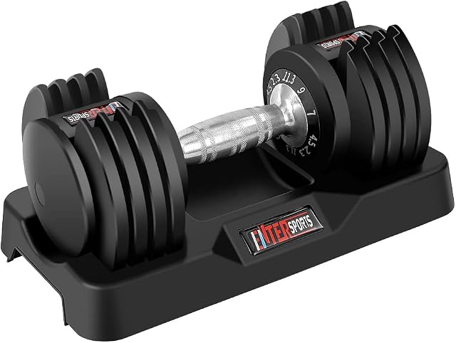EnterSports 11.3 kg/25 kg Adjustable Dumbbells Adjustable Space-Saving Dumbbells with Base for Women, Men and Beginners, Strength Training and Home Training Variable Weights