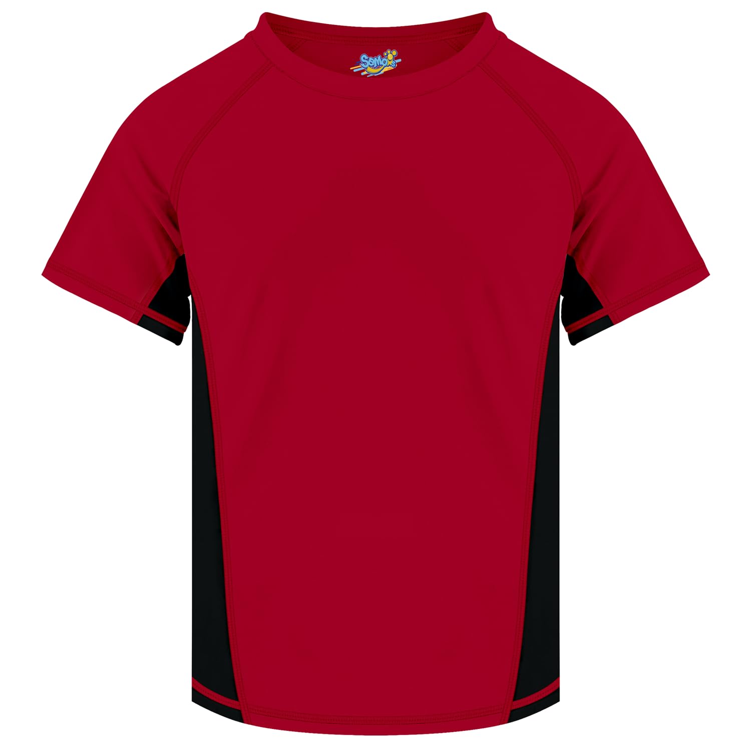 Boys Swim Shirt Rash Guard Short Sleeve for Kids Toddler Rashguard Water Shirt UPF+ 50 Swimming Sun Shirt Swimwear Swim Top Black Red 10-12Y