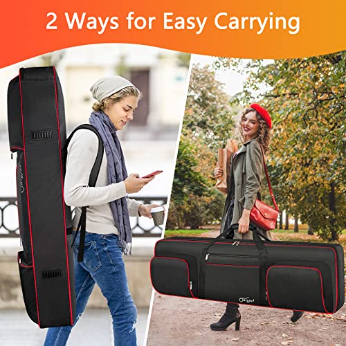 76 Key Keyboard Case Soft (Interior:50"X 18" X 6.1"), Padded Piano Case With Handles And Adjustable Shoulder Straps, Keyboard Gig Bag With 3 Pockets For Music Sheet Stands, Sustain Pedals, Cables #TOP3