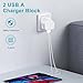 Pack of 3 Dual Port USB Plug UK Adapter Compact Mains Charge 2.1A with Smart IC Charging Technology for iPhone 11 Xs/XS Max/XR/X/8/7/6/Plus,iPad Pro/Air 2/Mini 4 etc