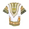 Men's White T-Shirts - T Shirt Featuring African Print Unisex Crewneck Tee for Everyday Wear Soft Fabric Comfortable Fit Versatile Casual Top (Gold XL) #3
