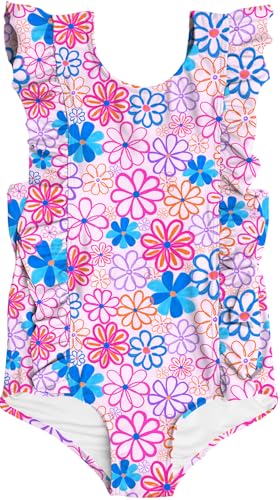 Image of RAISEVERN Baby Girls Swimsuit Ruffles Bathing Suits Cute Beach Sport Swimming Backless Summer One Piece Swimwear 2-7 Years