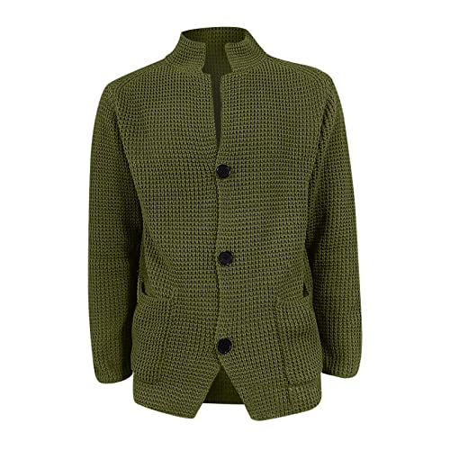 RTRDE Mens Cardigan Sweater Jackets Long Sleeve Shawl Collar Buttons Down Cable Knit Cardigan Sweater Casual, S-3XL4