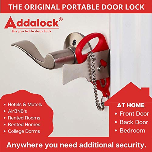 Addalock The Original Portable Door Lock By Rishon Enterprises For Home Security Used As An Apartment Security Lock, Travel Door Lock, Airbnb Lock And Dorm Room Essentials, 2 Pck #TOP3