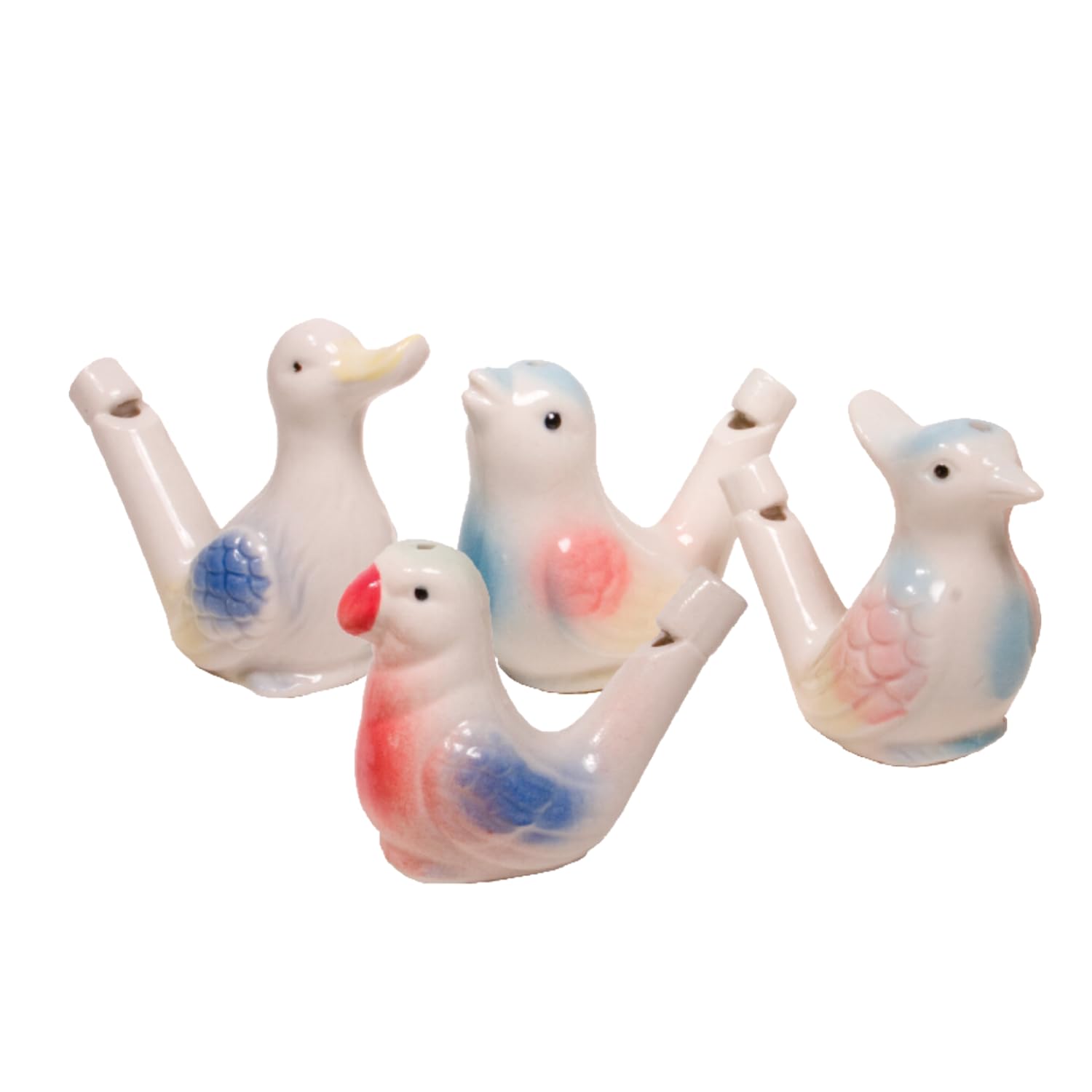 Streamline Imagined Porcelain Bird Water Whistles, set of 4