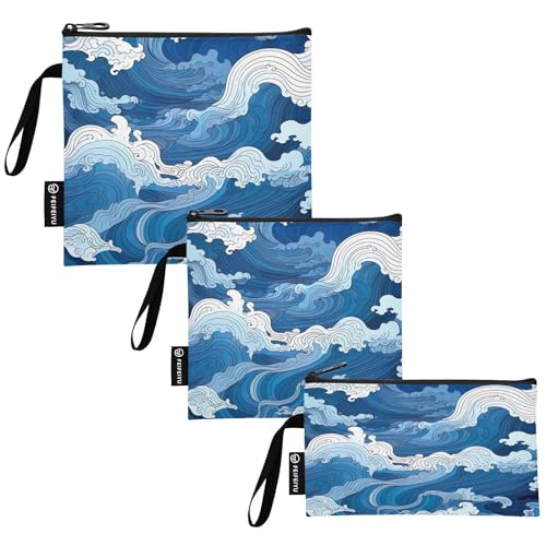RPLIFE Bolsas reutilizables para sándwiches y aperitivos, con cremallera, de seguridad alimentaria, lavable, para viajes, trabajo, escuela, oficina (paquete de 3)