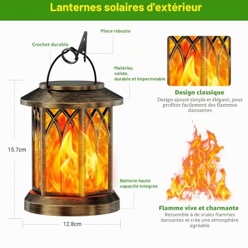 Lanterne Solaire Extérieure Effet Flamme IP65 GEARLITE