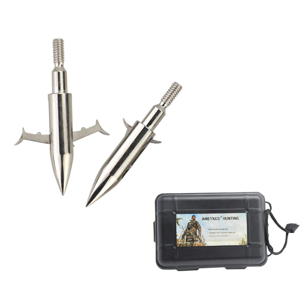 ZSHJG 6pcs Archery Broadheads Bow Fishing Arrowheads Hunting Fish Broadheads Tip Point Arrowhead (6pcs+box)