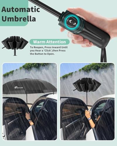 Image of ANYCHO Reverse Umbrella 3 Fold Durable 10 Bones Design, Compact Umbrella for Men & Women, Windproof Umbrellas for Rain, Perfect for Travel and Everyday Use