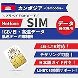 【カンボジア SIM】1GB/日・高速データ通信 低速無制限 4G-LTE対応 データ通信専用(電話番号なし)カンボジア プリペイド SIMカード | 説明書付 年中無休・24時間サポート (【SIM】 5日間)